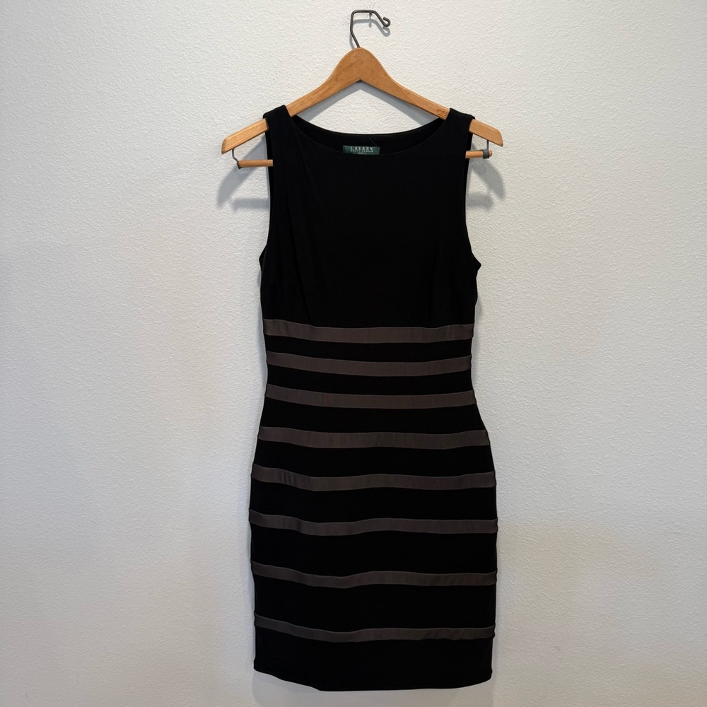 Ralph Lauren Black and Nude Striped Dress